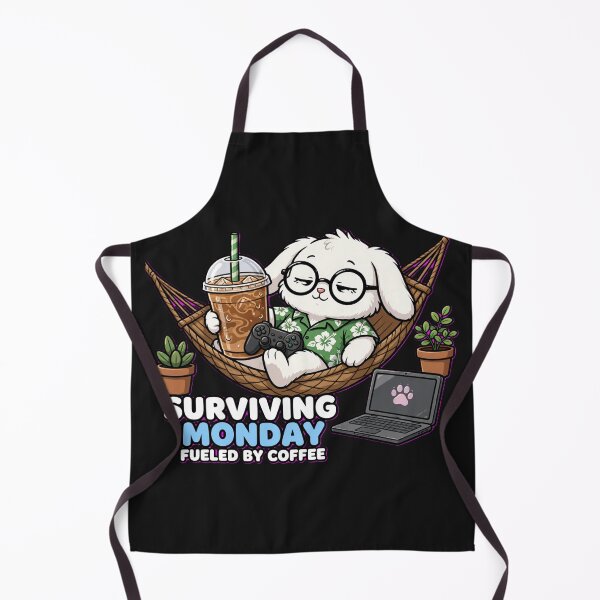 Item preview, Surviving Monday Fueled By Coffee - Cute Sleepy Bunny Gamer designed and sold by Surviving Monday Club.