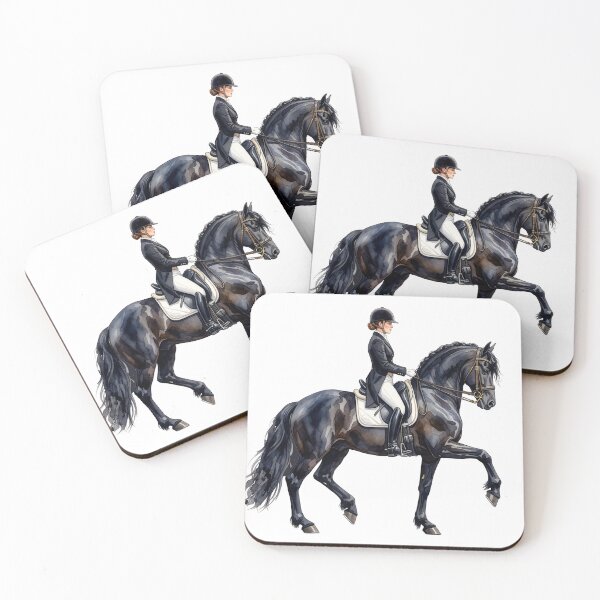 Item preview, Black Dressage Horse Watercolor Illustration designed and sold by Rutvain.