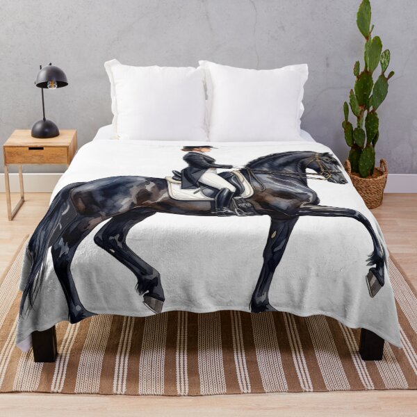 Item preview, Ilustración en acuarela de un caballo de doma clásica negro. designed and sold by Rutvain.