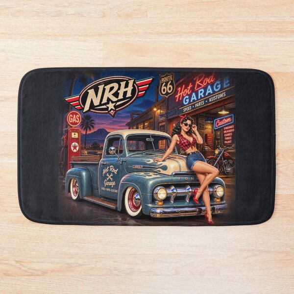 Item preview, Route 66 Hot Rod Truck Garage designed and sold by Normandy Road Heritage™ - Vintage Garage Art.