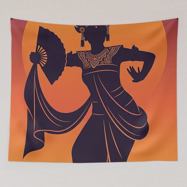 Item preview, Balinese Dancer Silhouette Sunset Temple Art designed and sold by cannsuh.