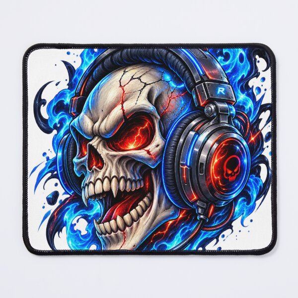 Item preview, Blue Red Skull DJ Streetwear designed and sold by VYBORA Studio.