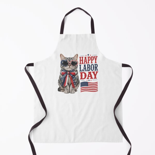 Item preview, Happy Labor Day Patriotic Cat with American Flag designed and sold by olenapetol.