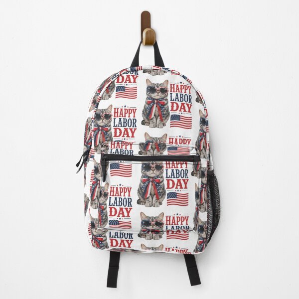 Item preview, Happy Labor Day Patriotic Cat with American Flag designed and sold by olenapetol.