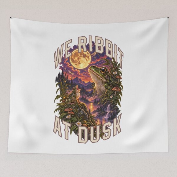Item preview, We Ribbit At Dusk - Cottagecore Frog Howling to the Moon  | Goblincore Aesthetic designed and sold by Neurospicy Trolls.