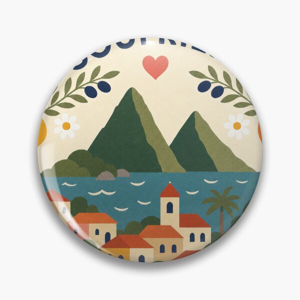 Item preview, Soufriere Saint Lucia Travel Souvenir Modern Folk Art designed and sold by VisualArtsOasis.