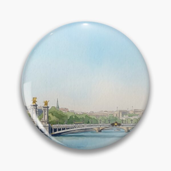 Item preview, Pont Alexandre III & Eiffel Tower — Paris Seine River Watercolor digital art from real photography designed and sold by M.ALK.Watercolor.