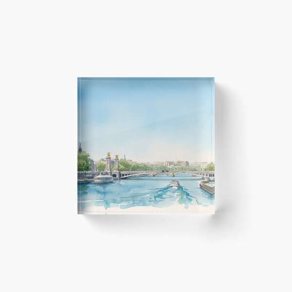 Item preview, Pont Alexandre III & Eiffel Tower — Paris Seine River Watercolor digital art from real photography designed and sold by M.ALK.Watercolor.