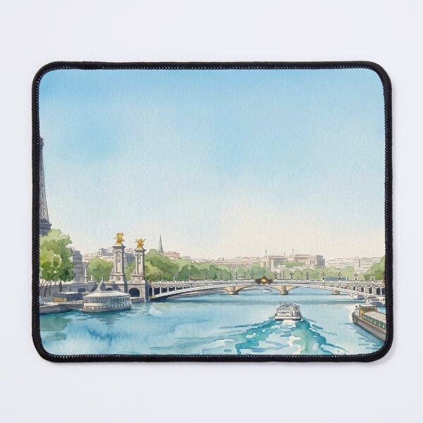 Item preview, Pont Alexandre III & Eiffel Tower — Paris Seine River Watercolor digital art from real photography designed and sold by M.ALK.Watercolor.