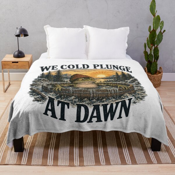 Item preview, We Cold Plunge At Dawn - Funny Frog Ice Bath | Vintage National Park Frog designed and sold by Neurospicy Trolls.
