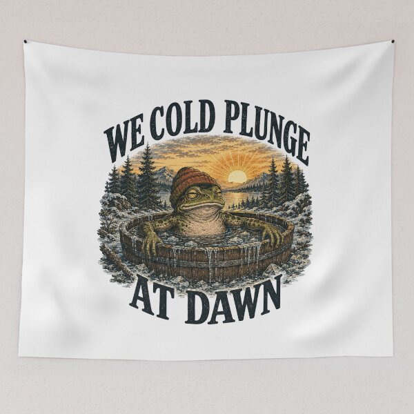 Item preview, We Cold Plunge At Dawn - Funny Frog Ice Bath | Vintage National Park Frog designed and sold by Neurospicy Trolls.