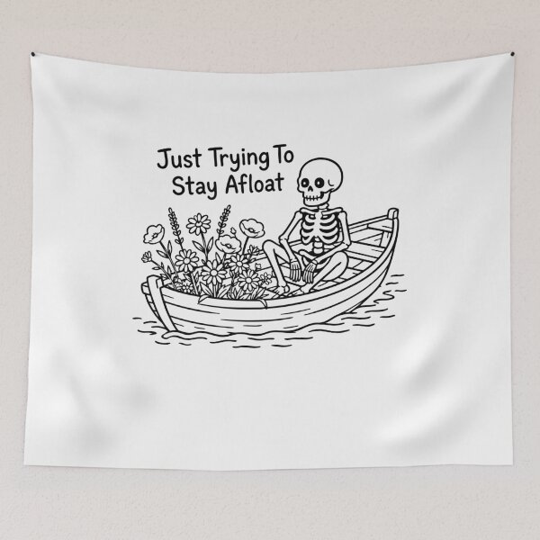 Item preview, Just Trying To Stay Afloat Skeleton Boat Funny Mental Health designed and sold by gunaone-design.