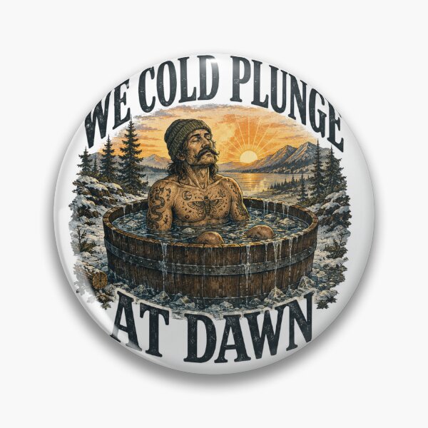 Item preview, We Cold Plunge At Dawn - Ice Bath Club Vintage Woodcut Art designed and sold by Neurospicy Trolls.
