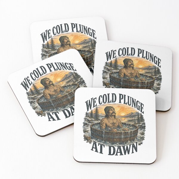 Item preview, We Cold Plunge At Dawn - Ice Bath Club Vintage Woodcut Art designed and sold by Neurospicy Trolls.
