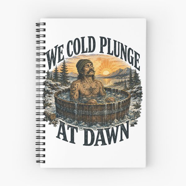 Item preview, We Cold Plunge At Dawn - Ice Bath Club Vintage Woodcut Art designed and sold by Neurospicy Trolls.