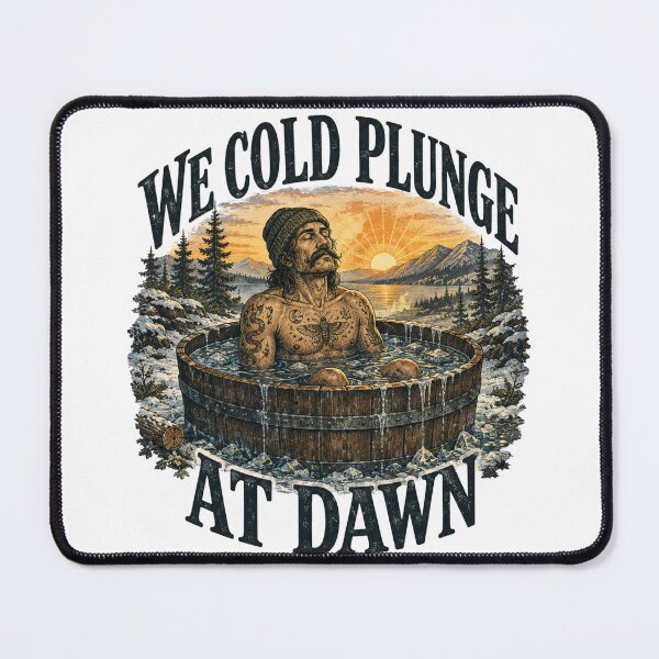 Item preview, We Cold Plunge At Dawn - Ice Bath Club Vintage Woodcut Art designed and sold by Neurospicy Trolls.