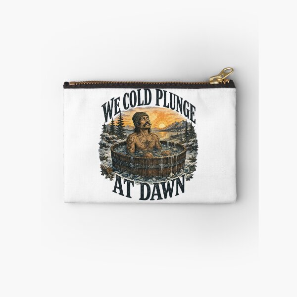 Item preview, We Cold Plunge At Dawn - Ice Bath Club Vintage Woodcut Art designed and sold by Neurospicy Trolls.