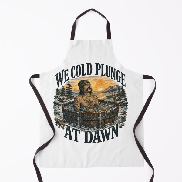 Item preview, We Cold Plunge At Dawn - Ice Bath Club Vintage Woodcut Art designed and sold by Neurospicy Trolls.