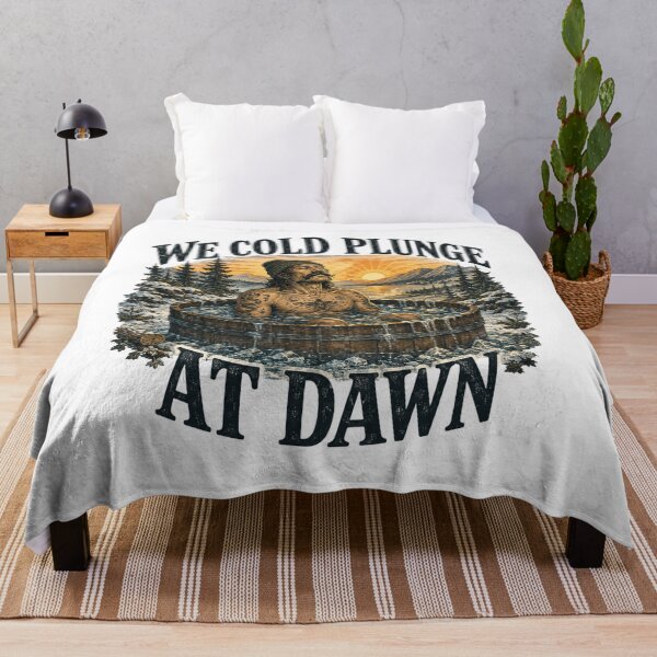 Item preview, We Cold Plunge At Dawn - Ice Bath Club Vintage Woodcut Art designed and sold by Neurospicy Trolls.