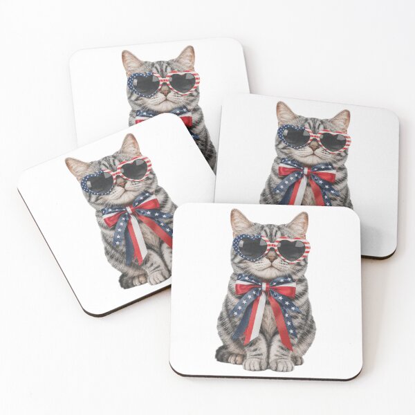 Item preview, Patriotic Cat with American Flag Sunglasses designed and sold by olenapetol.
