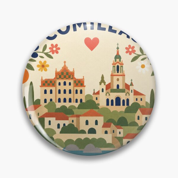 Item preview, Comillas Spain Travel Souvenir Modern Folk Art designed and sold by VisualArtsOasis.
