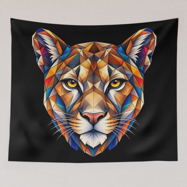 Artikelvorschau, Geometrische Puma-Kunst – Abstrakte und farbenfrohe Wildkatze für Natur- und Tierliebhaber. entworfen und verkauft von Geometric Art..