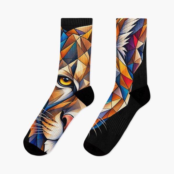 Artikelvorschau, Geometrische Puma-Kunst – Abstrakte und farbenfrohe Wildkatze für Natur- und Tierliebhaber. entworfen und verkauft von Geometric Art..