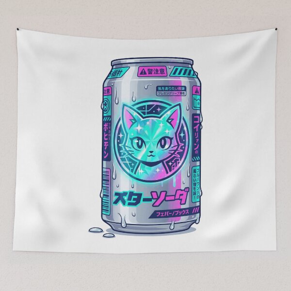 Item preview, Cyberpunk Cat Soda Can Japanese Neon Synthwave Drink Aesthetic designed and sold by mood-draftsman.