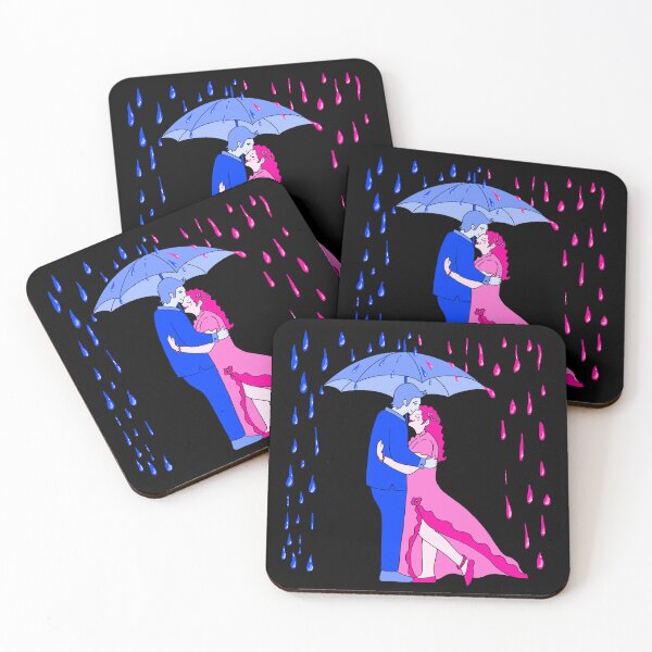 Item preview, Rain Love Umbrella Pink And Blue with black  designed and sold by missmann.