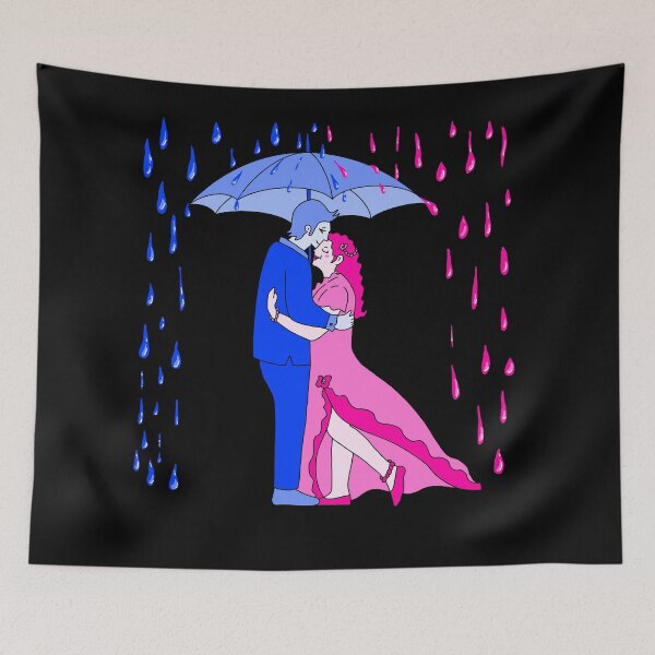 Item preview, Rain Love Umbrella Pink And Blue with black  designed and sold by missmann.