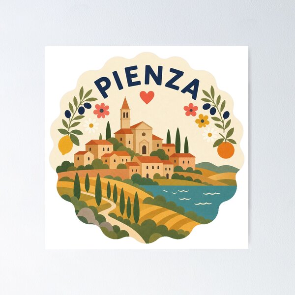 Item preview, Pienza Italy Travel Souvenir Modern Folk Art designed and sold by VisualArtsOasis.