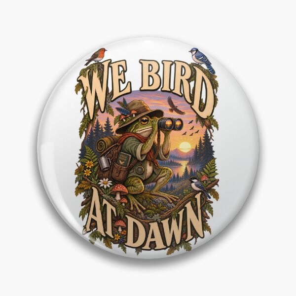 Item preview, We Bird At Dawn - Funny Frog Birdwatcher | Cottagecore Birding Club Art designed and sold by Neurospicy Trolls.
