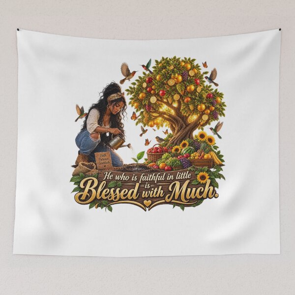 Item preview, Faithful in Little Blessed with Much - Christian Harvest Art  designed and sold by LC&LCPlatform.