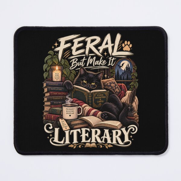 Item preview, Feral but Make It Literary = Black Cat Book Lover designed and sold by Fragy72.
