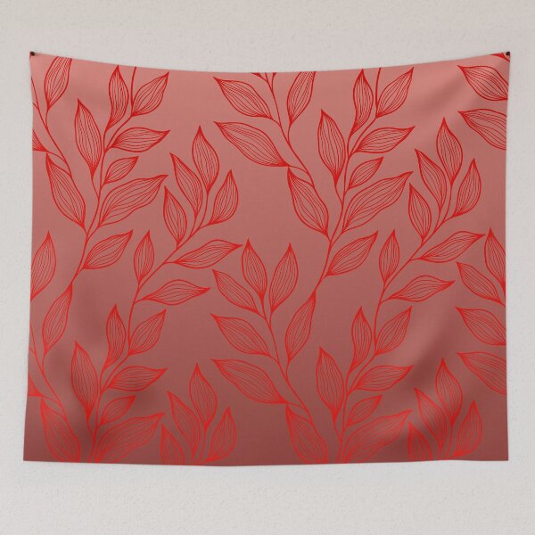 Item preview, Delicate Line Art Botanical Ombre Leaf Pattern - Red designed and sold by Frohyou.