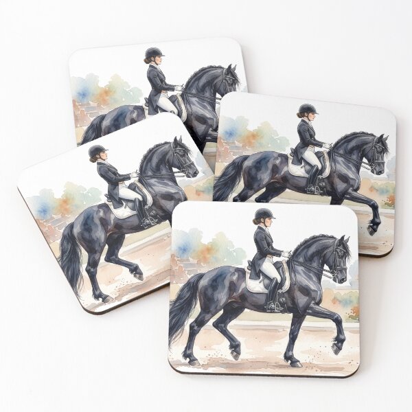 Item preview, Black Dressage Horse Watercolor Art designed and sold by Rutvain.