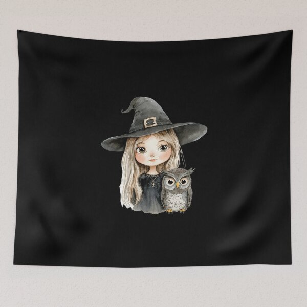 Item preview, Cute Witch with Owl Companion designed and sold by ilkansiturikman.