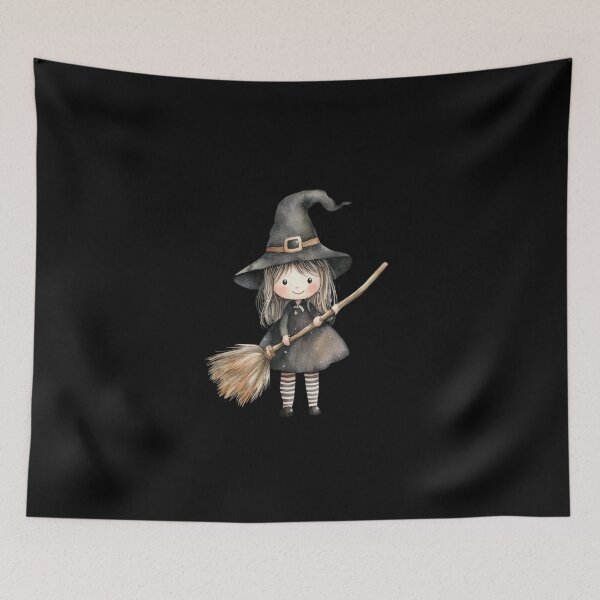 Item preview, Adorable Witch with Broomstick designed and sold by ilkansiturikman.