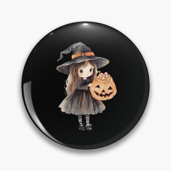 Item preview, Cute Witch with Pumpkin Basket designed and sold by ilkansiturikman.
