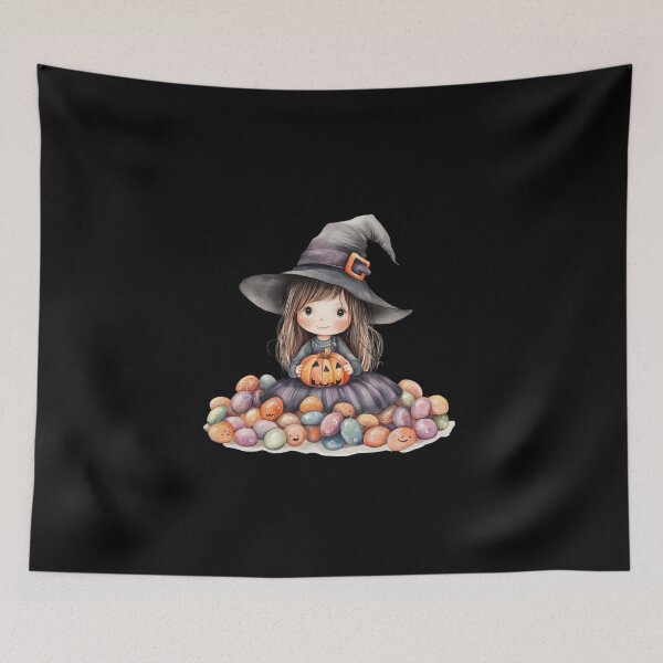 Item preview, Cute Witch with Halloween Candy designed and sold by ilkansiturikman.