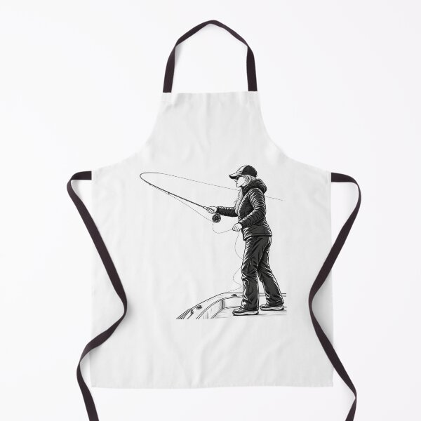 Item preview, Woman Fly Fishing — Angler Casting from Boat Line Art designed and sold by Tee Visions.