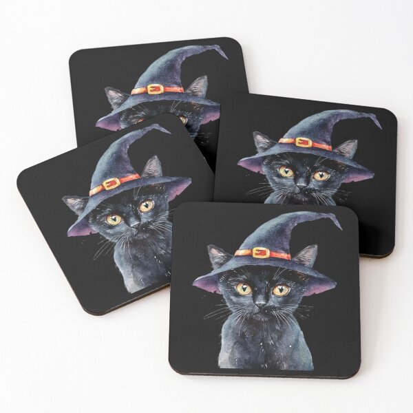 Item preview, Black Cat with Witch Hat designed and sold by ilkansiturikman.