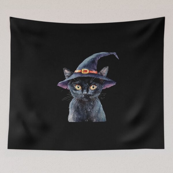 Item preview, Black Cat with Witch Hat designed and sold by ilkansiturikman.