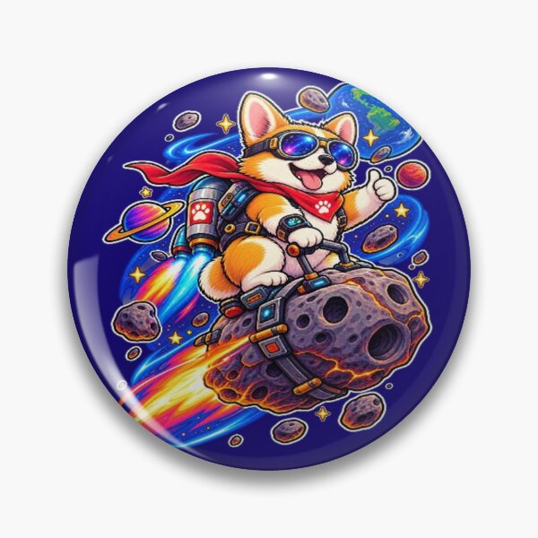 Item preview, Astronaut Corgi Riding Asteroid Jetpack - Retro Cosmic Space Dog designed and sold by LUKOWEAR.