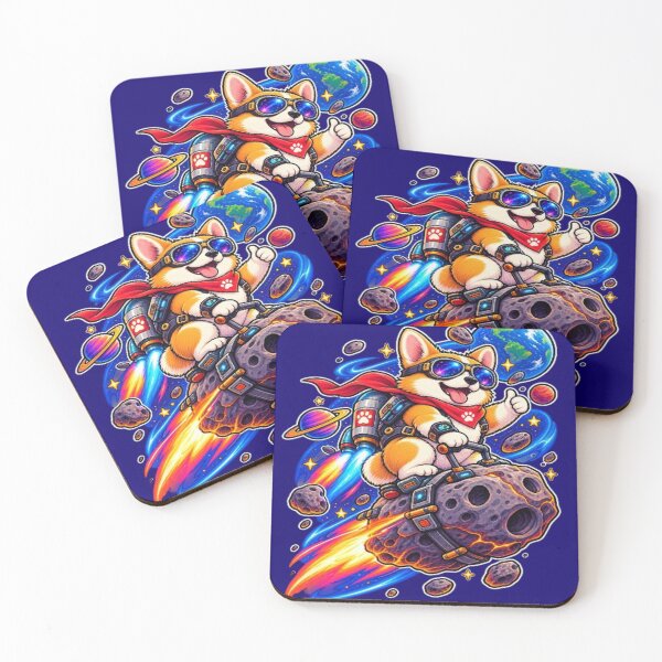 Item preview, Astronaut Corgi Riding Asteroid Jetpack - Retro Cosmic Space Dog designed and sold by LUKOWEAR.
