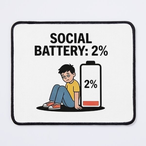 Item preview, Social Battery 2% — Funny Introvert & Relatable Humor designed and sold by Tipsy24.