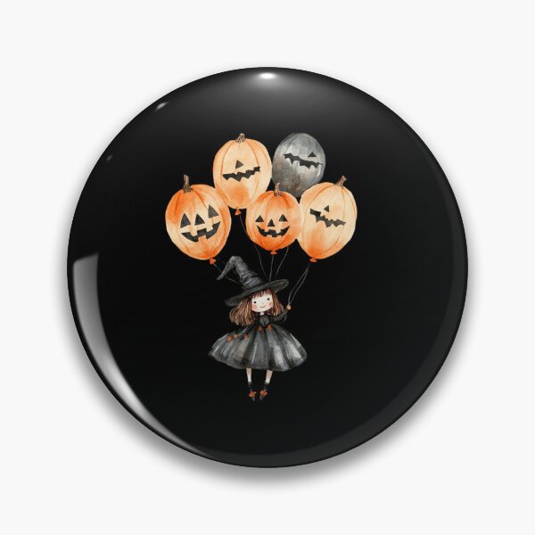 Item preview, Little Witch with Jack-o'-Lantern Balloons designed and sold by ilkansiturikman.