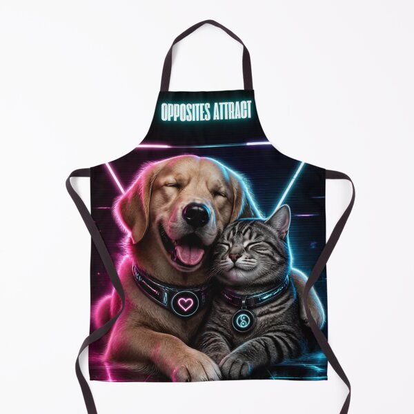 Item preview, Cyberpunk Neon Dog and Cat Hugging - Opposites Attract Cute Animals designed and sold by LookWhatIGot.