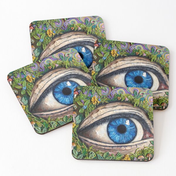 Item preview, Forest Eye with Mushrooms - Psychedelic Blue Eye Fantasy Art designed and sold by MAISON SYLVIE.