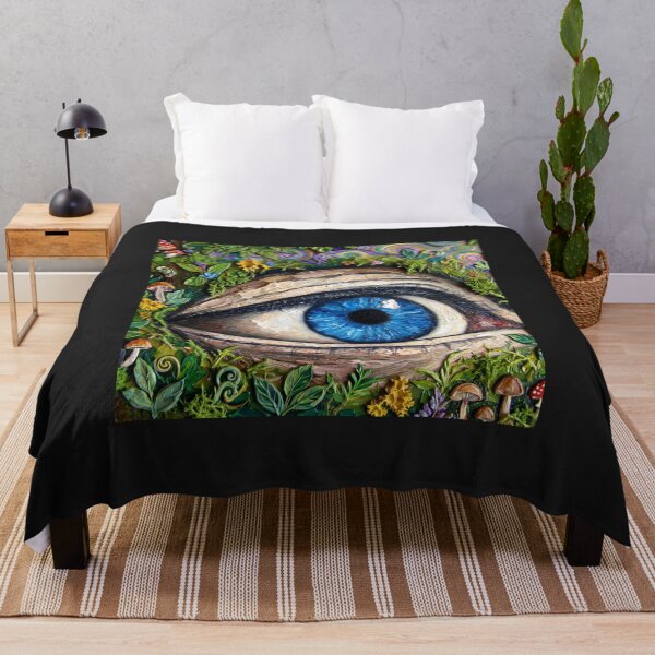 Item preview, Forest Eye with Mushrooms - Psychedelic Blue Eye Fantasy Art designed and sold by MAISON SYLVIE.